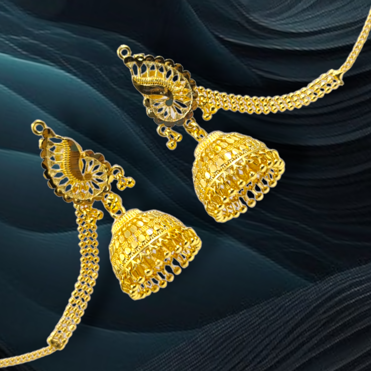 Opulent Gold-Plated Double Curtain Jhumka Earrings – Traditional Indian Bridal Jewelry for Special Occasions - Attractive Sister