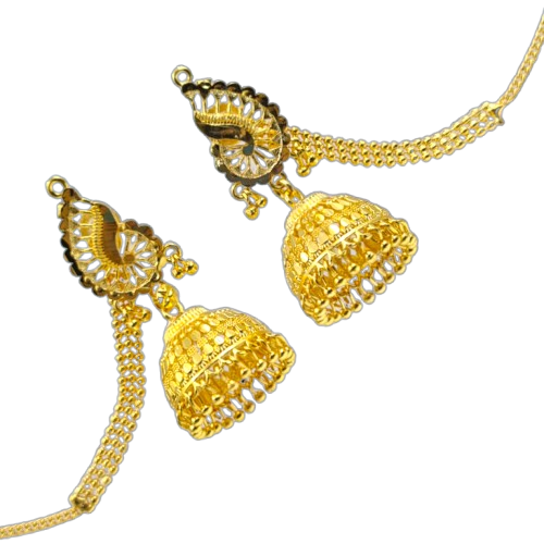 Opulent Gold-Plated Double Curtain Jhumka Earrings – Traditional Indian Bridal Jewelry for Special Occasions - Attractive Sister