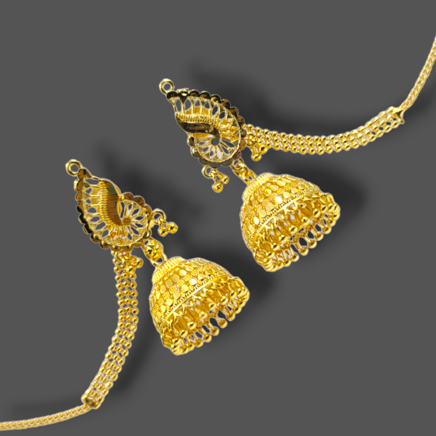 Opulent Gold-Plated Double Curtain Jhumka Earrings – Traditional Indian Bridal Jewelry for Special Occasions - Attractive Sister