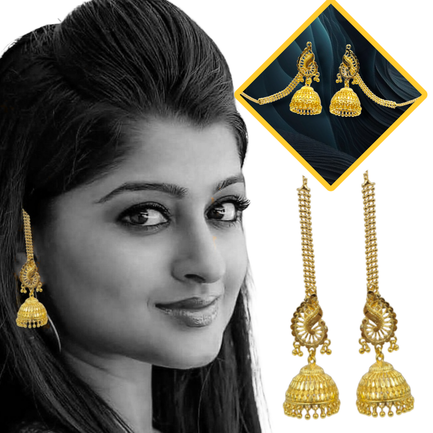 Opulent Gold-Plated Double Curtain Jhumka Earrings – Traditional Indian Bridal Jewelry for Special Occasions - Attractive Sister