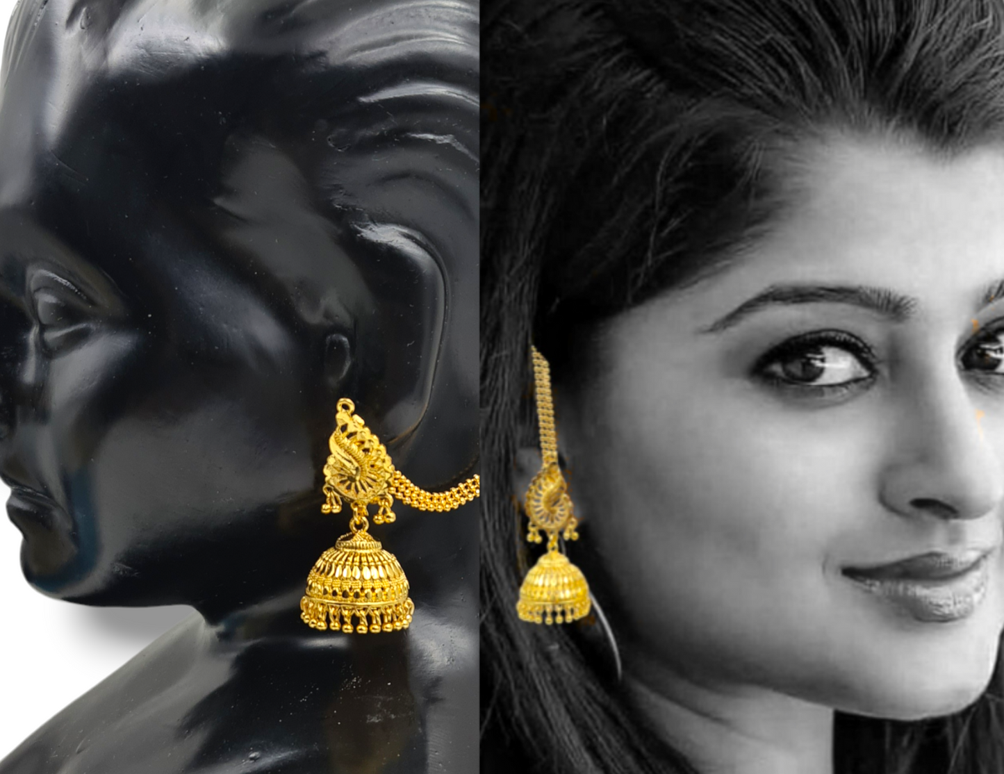 Opulent Gold-Plated Double Curtain Jhumka Earrings – Traditional Indian Bridal Jewelry for Special Occasions - Attractive Sister