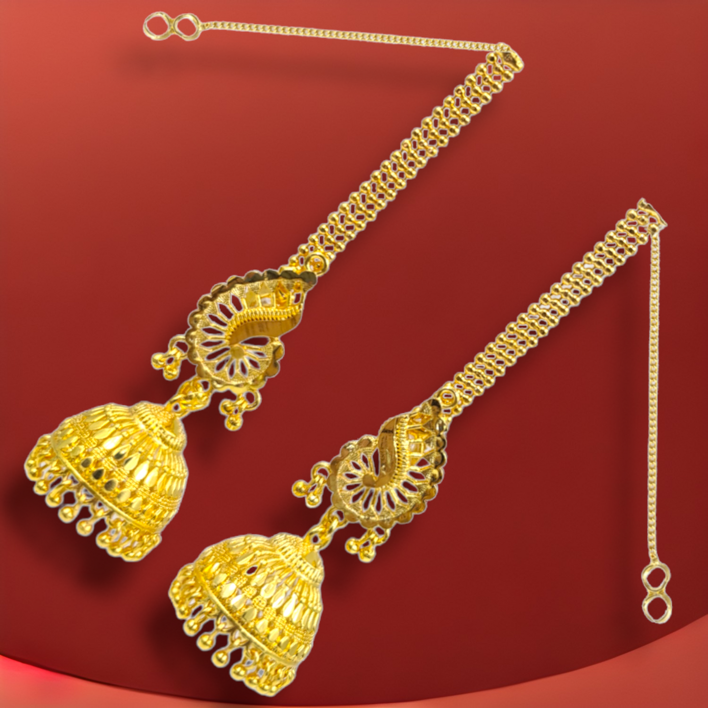 Opulent Gold-Plated Double Curtain Jhumka Earrings – Traditional Indian Bridal Jewelry for Special Occasions - Attractive Sister