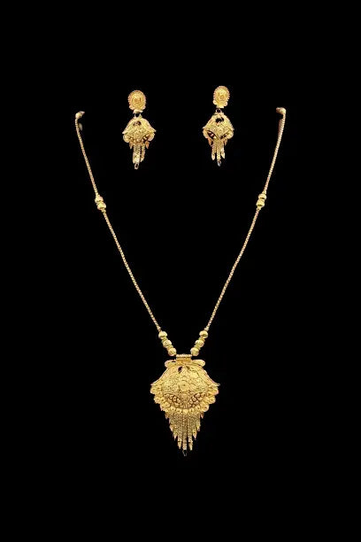 Exquisite One Gram Gold Traditional Necklace and Earrings Set - Attractive Sister