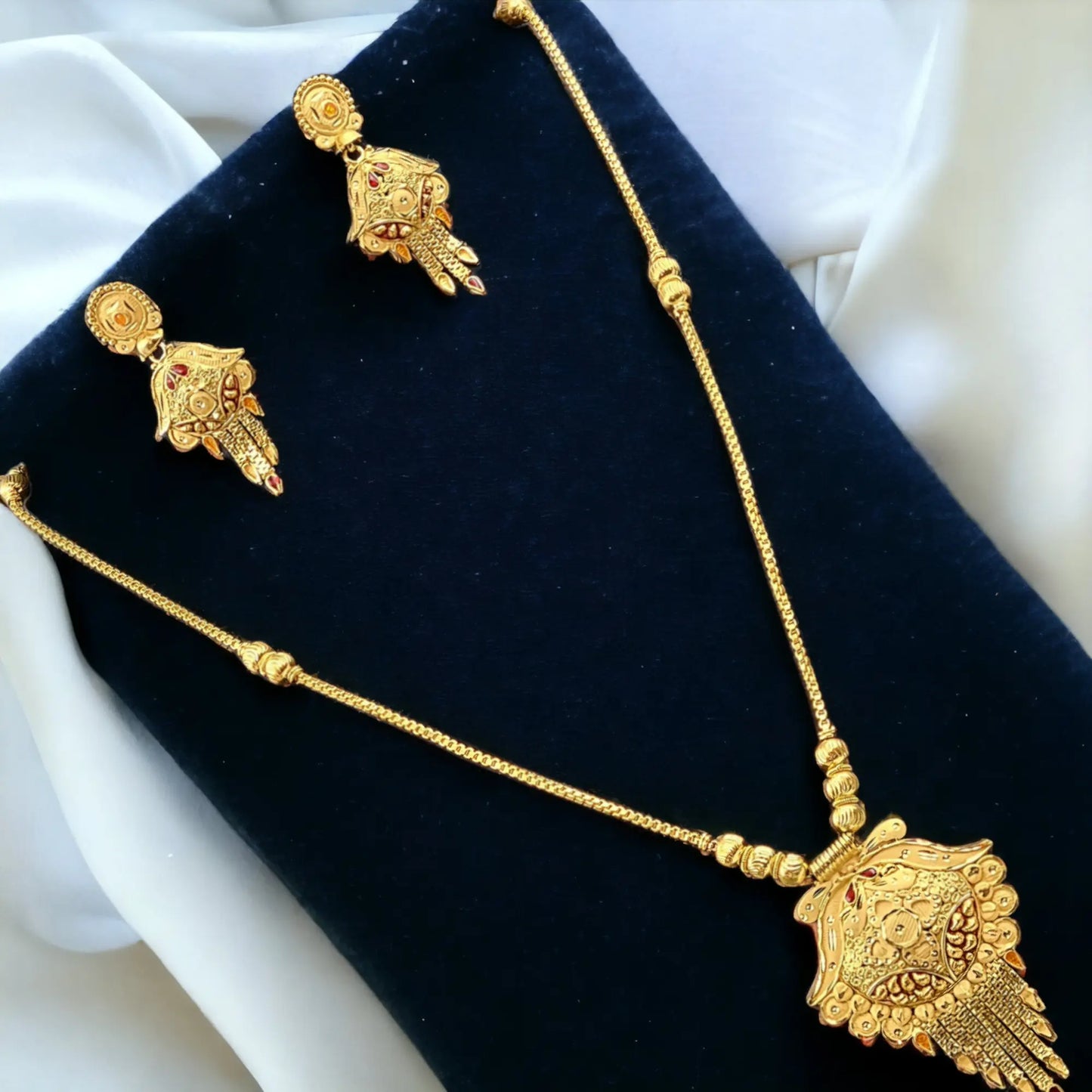 Exquisite One Gram Gold Traditional Necklace and Earrings Set - Attractive Sister