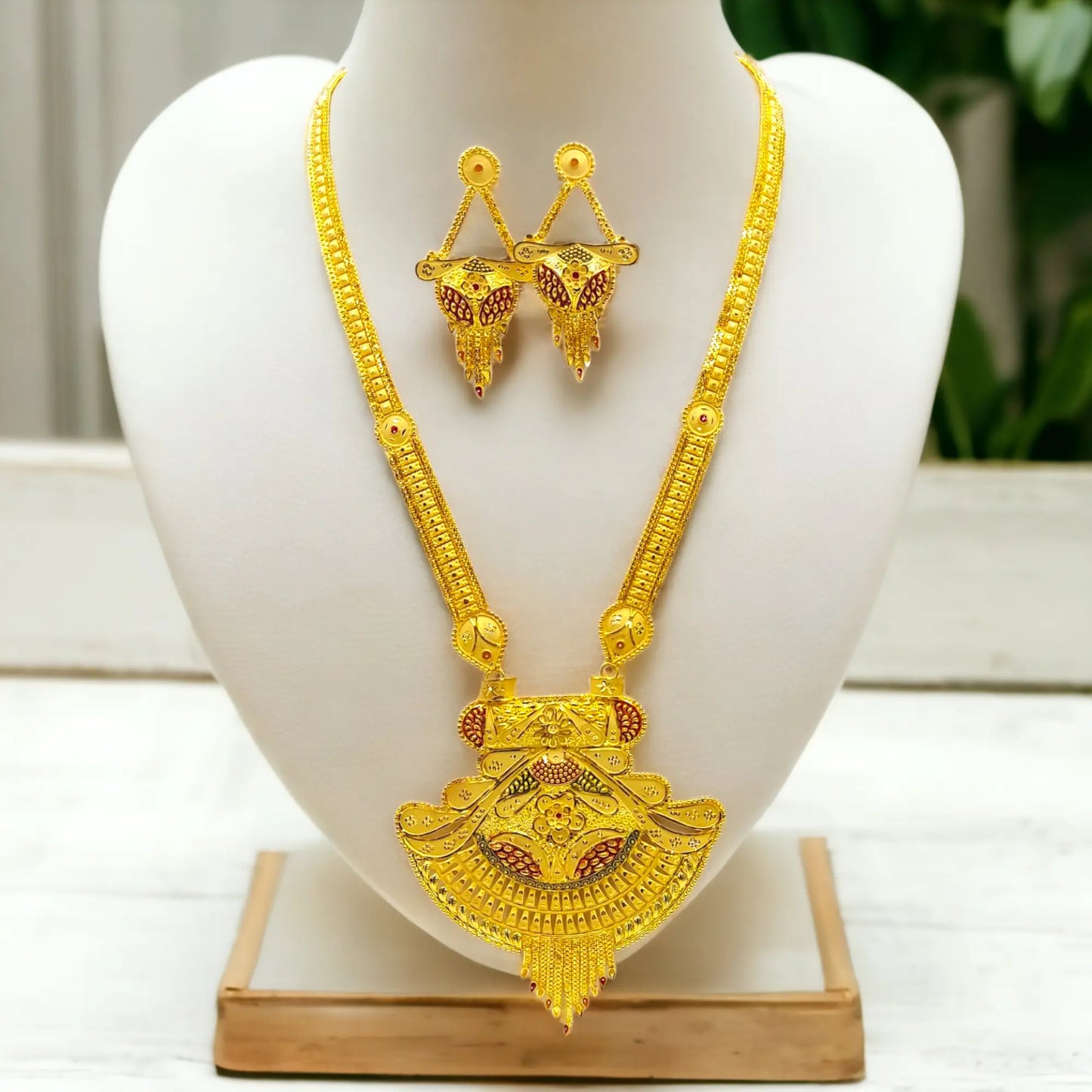 Handmade One Gram Gold Necklace and Earring Set for Rakhi Festival | Intricate Indian Jewelry Attractive Sister