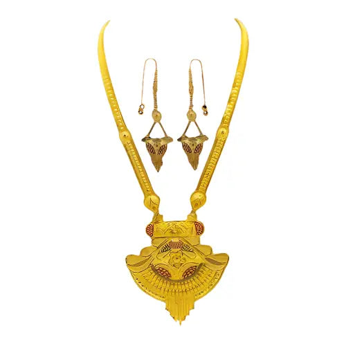 Handmade One Gram Gold Necklace and Earring Set for Rakhi Festival | Intricate Indian Jewelry Attractive Sister