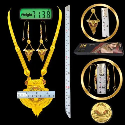 Handmade One Gram Gold Necklace and Earring Set for Rakhi Festival | Intricate Indian Jewelry Attractive Sister