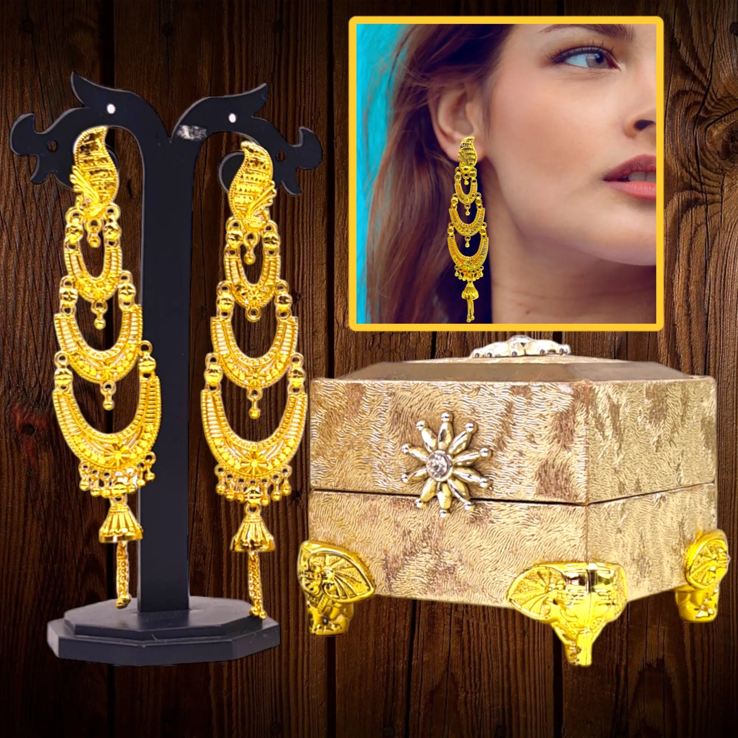 Attractive Sister 22K Gold Plated Multi Layer Earrings / 22K Indian Wedding/ Handcrafted jewelry Attractive Sister