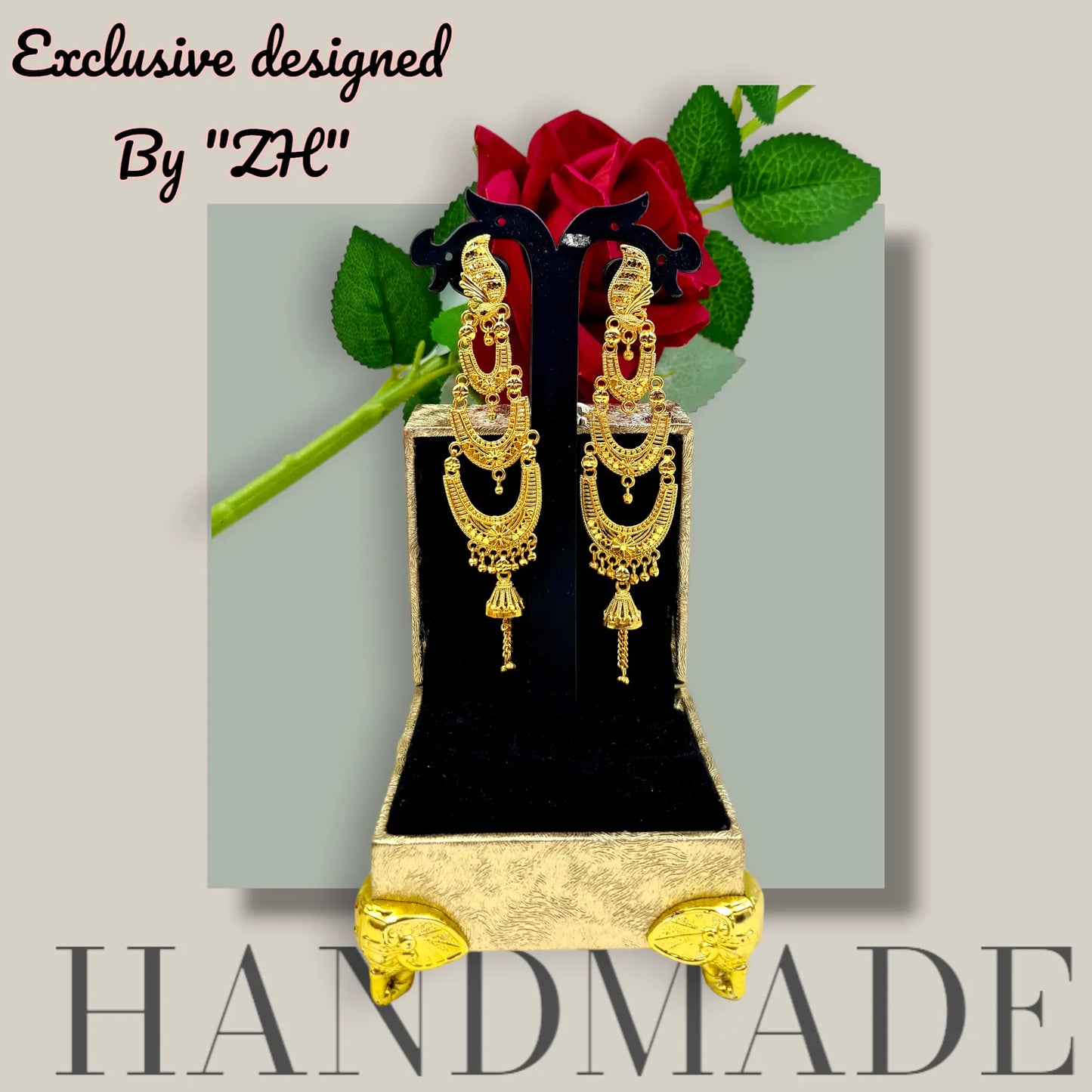 Attractive Sister 22K Gold Plated Multi Layer Earrings / 22K Indian Wedding/ Handcrafted jewelry Attractive Sister