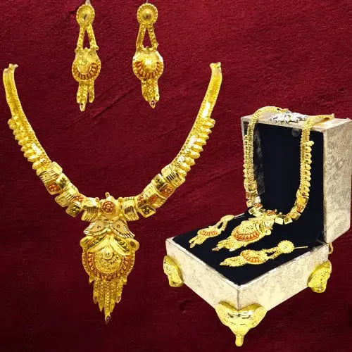 Luxury Defined: Handmade 22K Gold-Plated Necklace Set with Intricate Design Attractive Sister