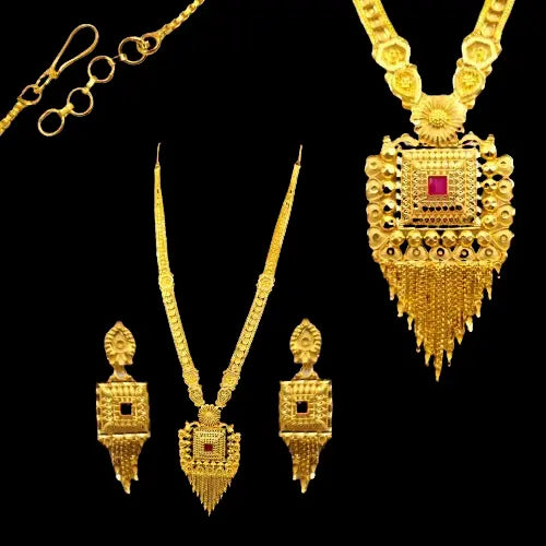One Gram Gold Indian Traditional Antique Necklace Set with Earrings | Designer Wedding Jewelry | Ethnic Bridal Jewelry Set Attractive Sister