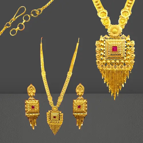 One Gram Gold Indian Traditional Antique Necklace Set with Earrings | Designer Wedding Jewelry | Ethnic Bridal Jewelry Set Attractive Sister
