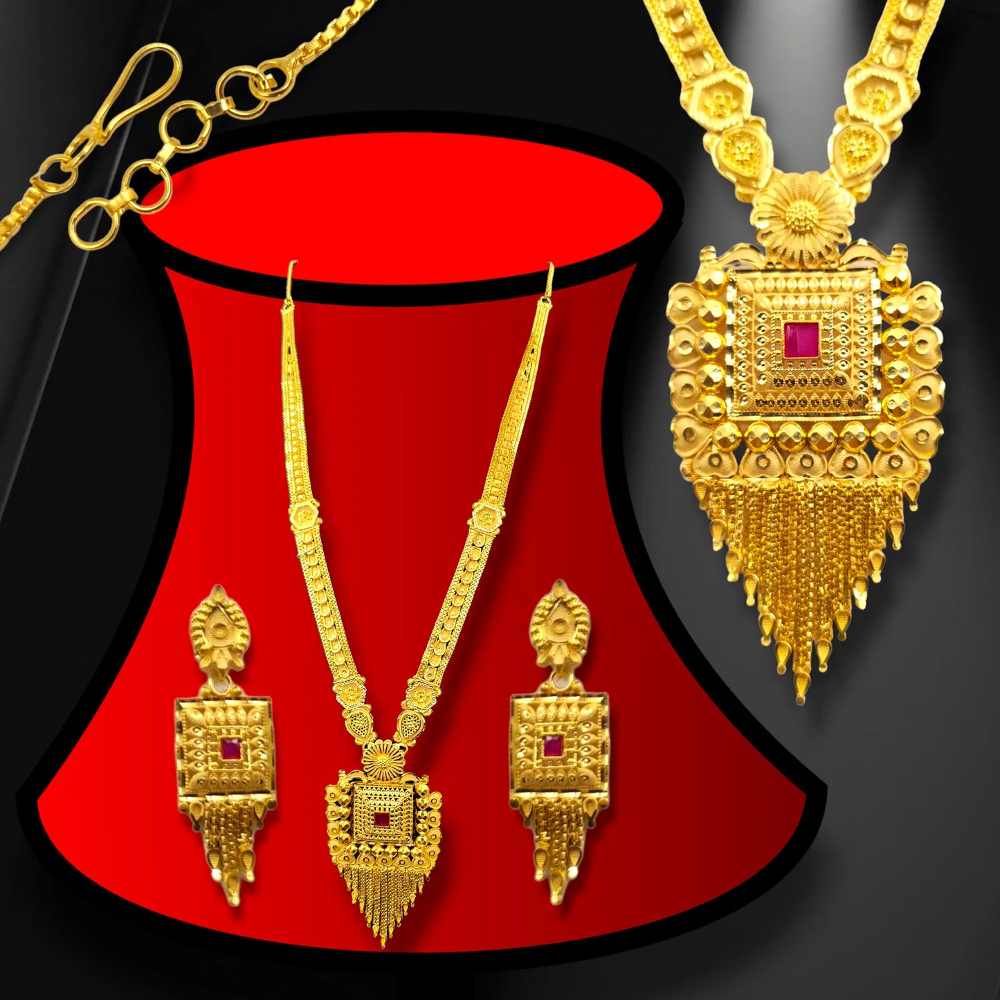One Gram Gold Indian Traditional Antique Necklace Set with Earrings | Designer Wedding Jewelry | Ethnic Bridal Jewelry Set Attractive Sister