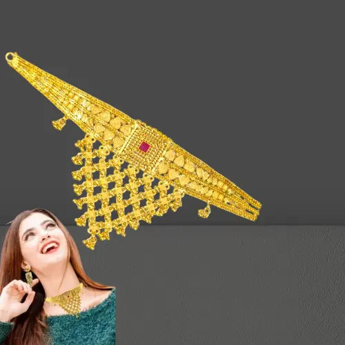 Rajasthani Thewa 2 gram gold plated Necklace Set with Matching Earrings,Luxurious Gold -Plated Thewa Necklace Set for Special Occasions Attractive Sister