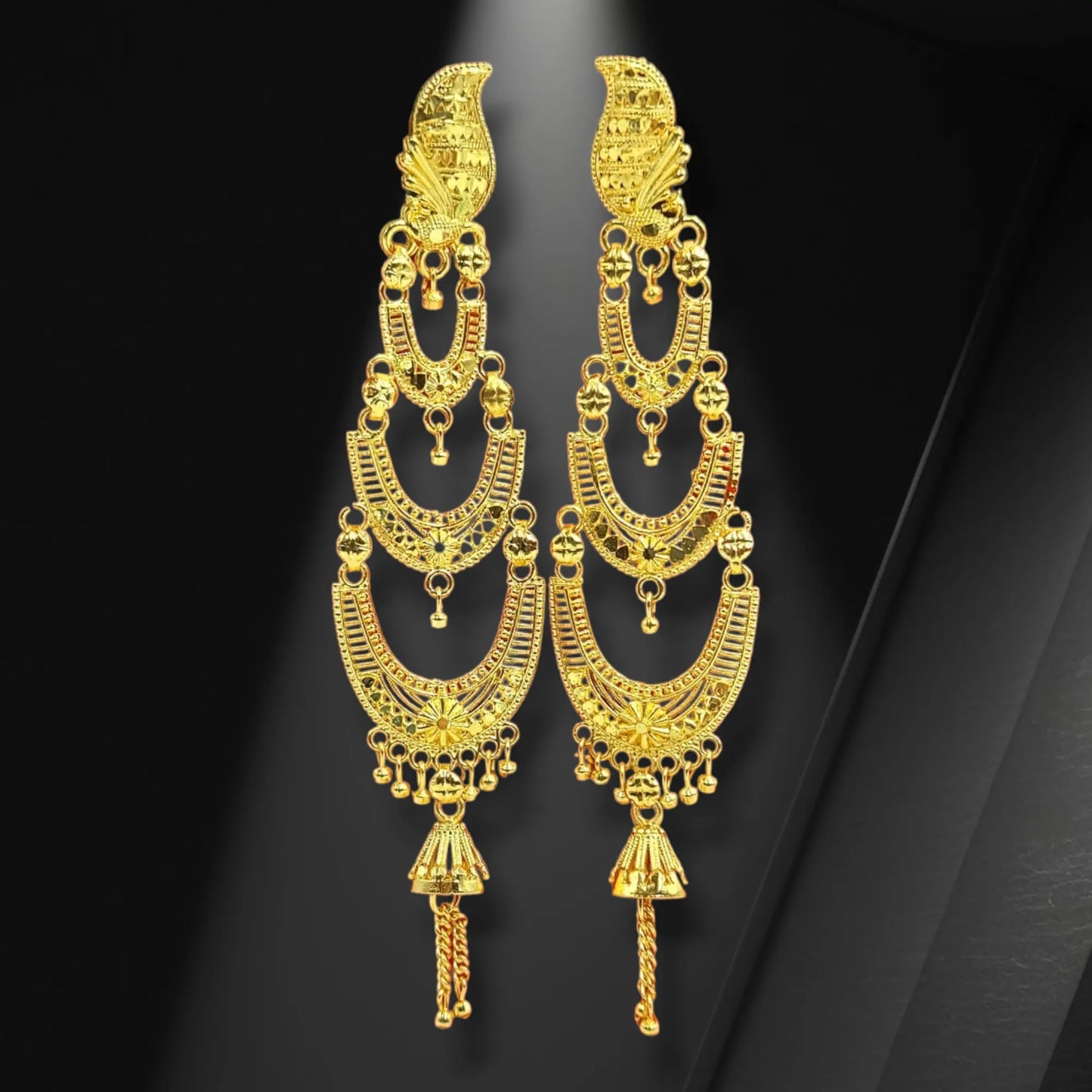 Attractive Sister 22K Gold Plated Multi Layer Earrings / 22K Indian Wedding/ Handcrafted jewelry Attractive Sister