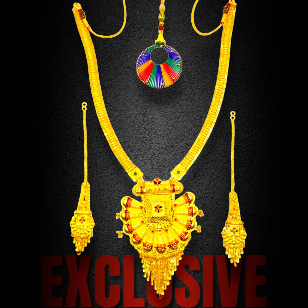 Traditional Gold-Plated Indian Necklace Set - Attractive Sister