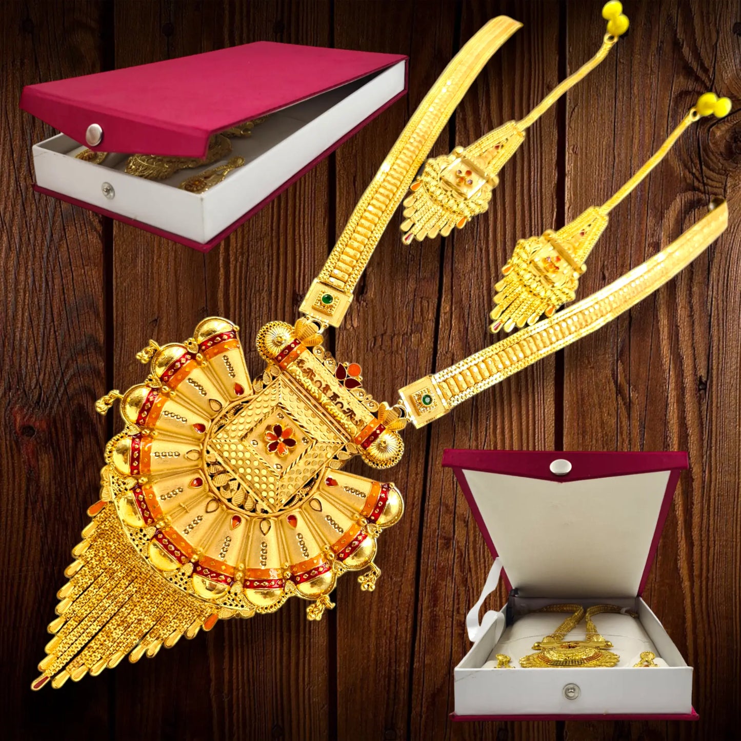 Traditional Gold-Plated Indian Necklace Set - Attractive Sister