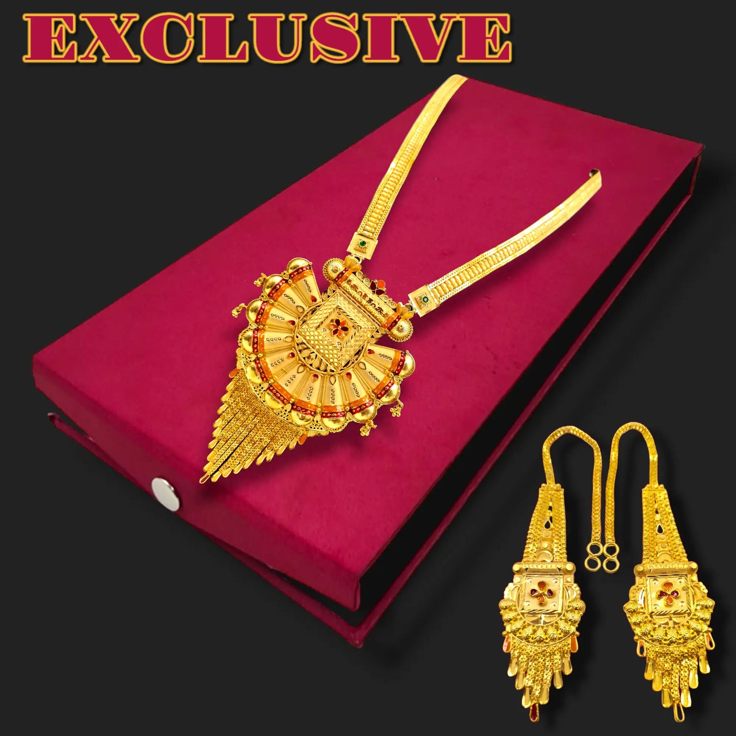 Diwali Special 2 Gram Gold plated Necklace Set with Earrings - perfect for gift , party,wedding,Anniversary - Attractive Sister
