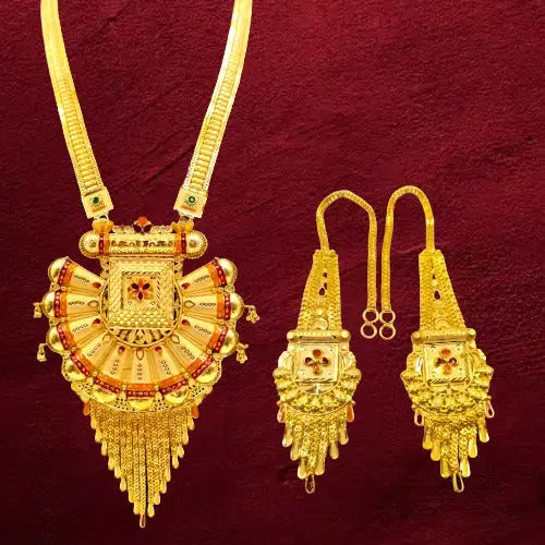 Diwali Special 2 Gram Gold plated Necklace Set with Earrings - perfect for gift , party,wedding,Anniversary - Attractive Sister