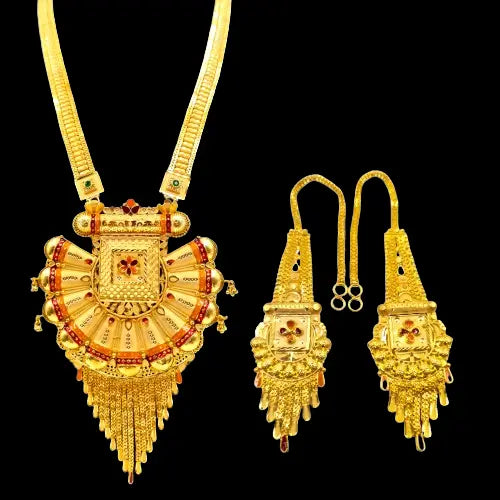 Traditional Gold-Plated Indian Necklace Set - Attractive Sister