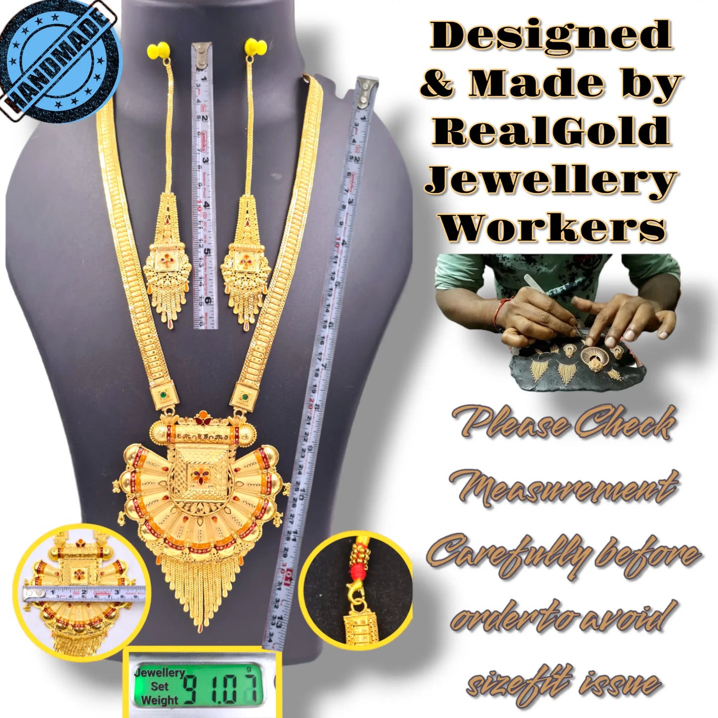 Diwali Special 2 Gram Gold plated Necklace Set with Earrings - perfect for gift , party,wedding,Anniversary - Attractive Sister
