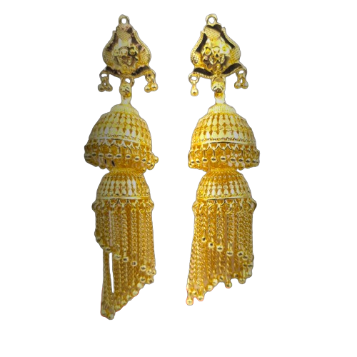 Opulent Gold-Plated Double Curtain Jhumka Earrings – Traditional Indian Bridal Jewelry for Special Occasions - Attractive Sister