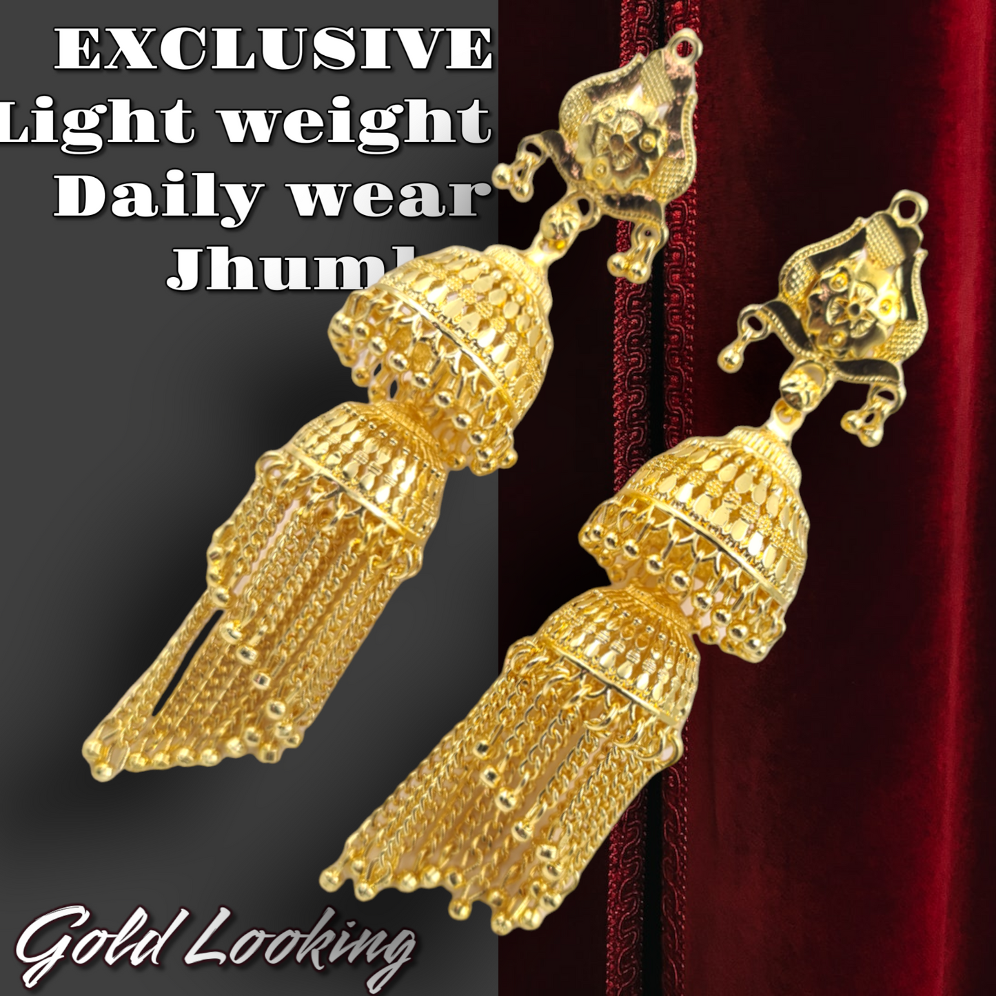 Opulent Gold-Plated Double Curtain Jhumka Earrings – Traditional Indian Bridal Jewelry for Special Occasions - Attractive Sister