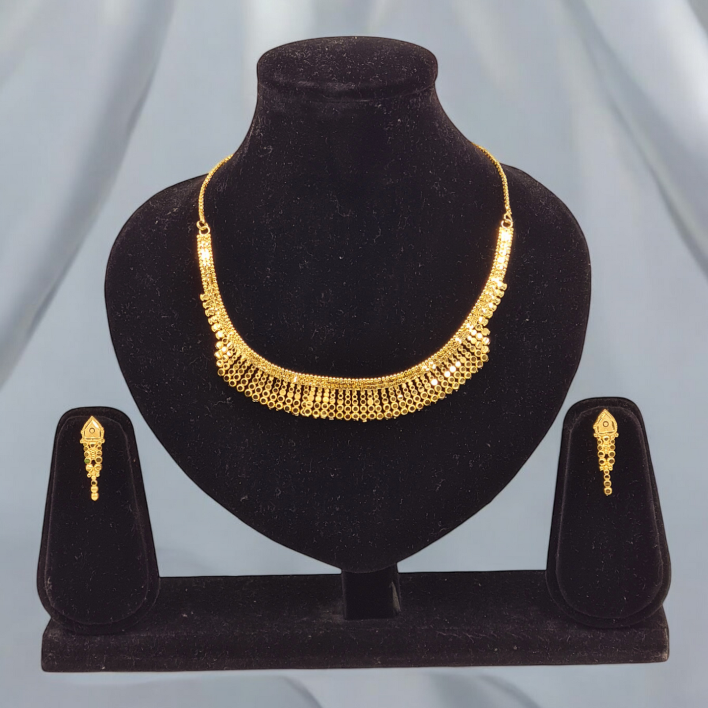 Handmade Gold Plated Choker Necklace Set | Adjustable Bridal Jewelry with Earrings and Kanchain | Lightweight Indian Jewelry with Gift Box - Attractive Sister