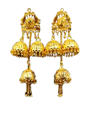 "Exclusive Handmade Multilayer Gold Chandelier Earrings | One Gram Gold-Plated Jewelry for Weddings and Special Occasions" Attractive Sister