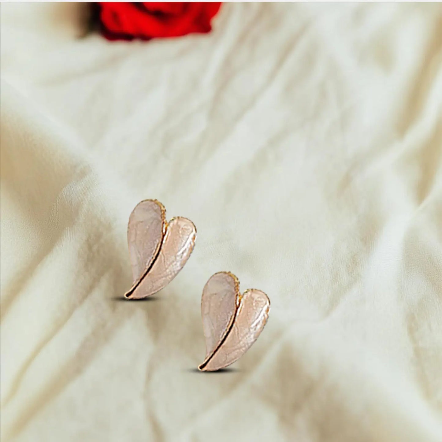 Heart-Shaped Stud Earrings Attractive Sister