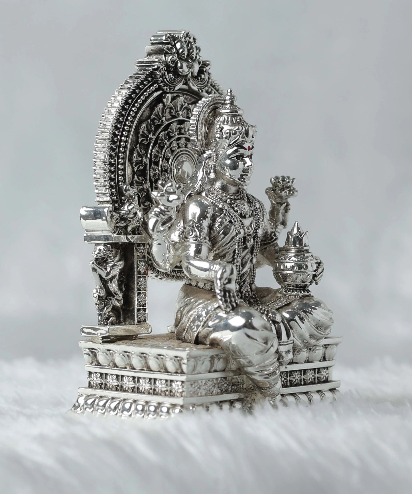 Gold and Silver Plated Maa Laxmi Ji Statue - 165g, 3.75" x 1.75" x 2.25" - Prosperity Idol Attractive Sister