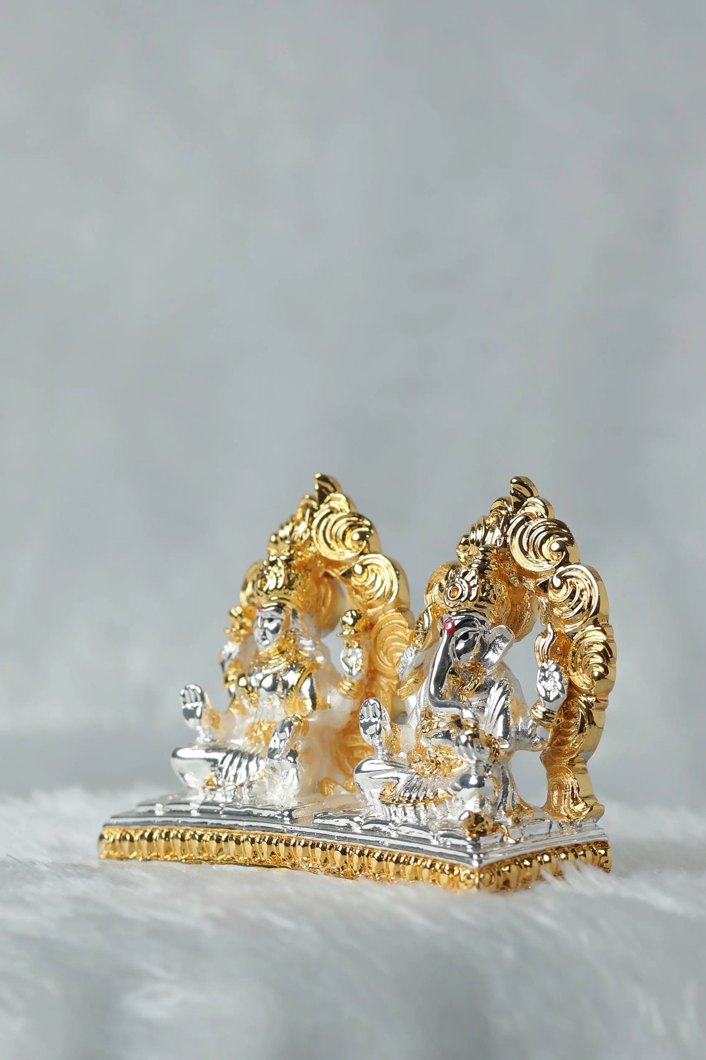 Gold and Silver Plated Maa Laxmi and Ganpati Idol - 3x4x1 Inches, 148 Grams - Divine Home Decor for Prosperity and Blessings Attractive Sister