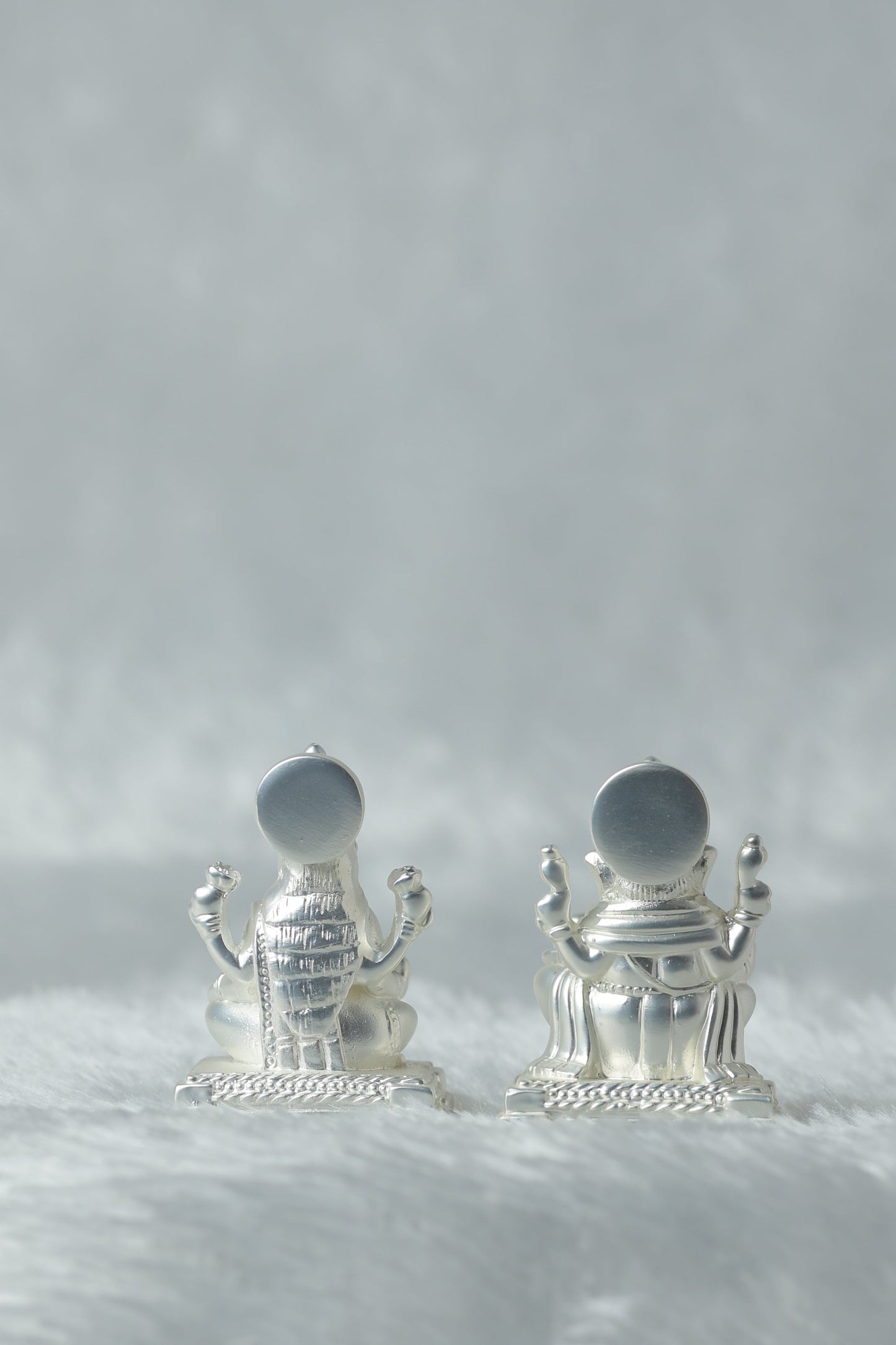 Silver Plated Matt Finish Laxmi And Ganpati Statue Set Attractive Sister
