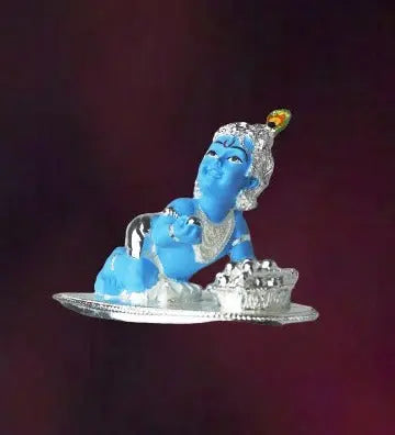 "Handcrafted Baby Krishna Idol with Silver Accents - Divine Décor" Attractive Sister