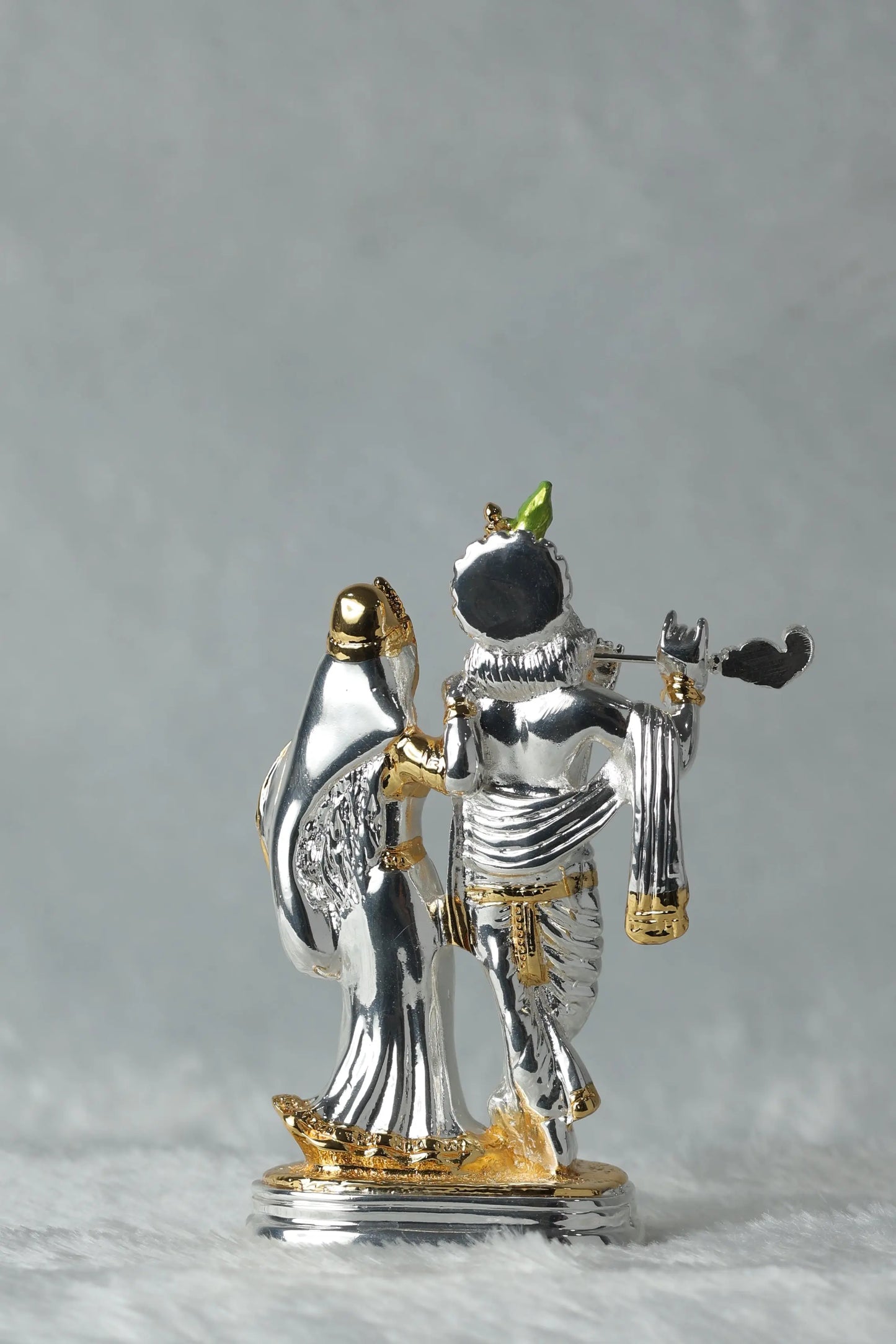 Gold and Silver Plated Radha Krishna Idol - 5.75" Decorative Figurine for Home Temple, Office, and Gifts Attractive Sister