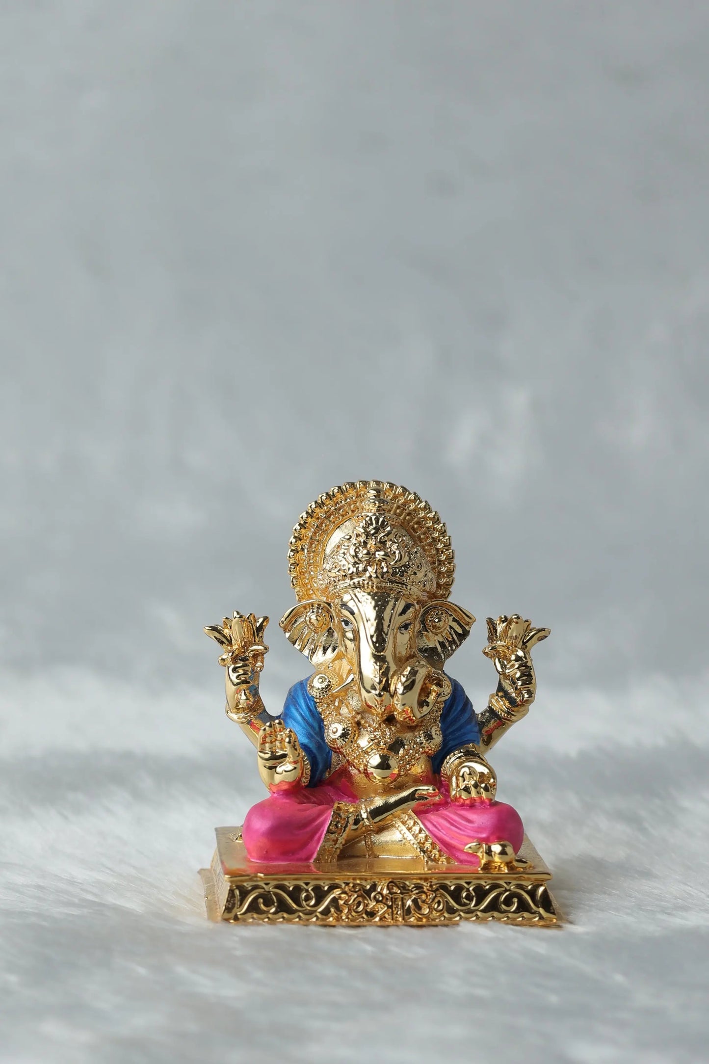 Luxurious Radiant Golden Ganesha Glossy Idol | Elegant Lord Ganesha Wall Art for Home Décor Attractive Sister