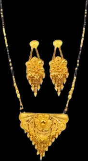 Exquisite Gold Mangalsutra Necklace and Earrings Set Attractive Sister