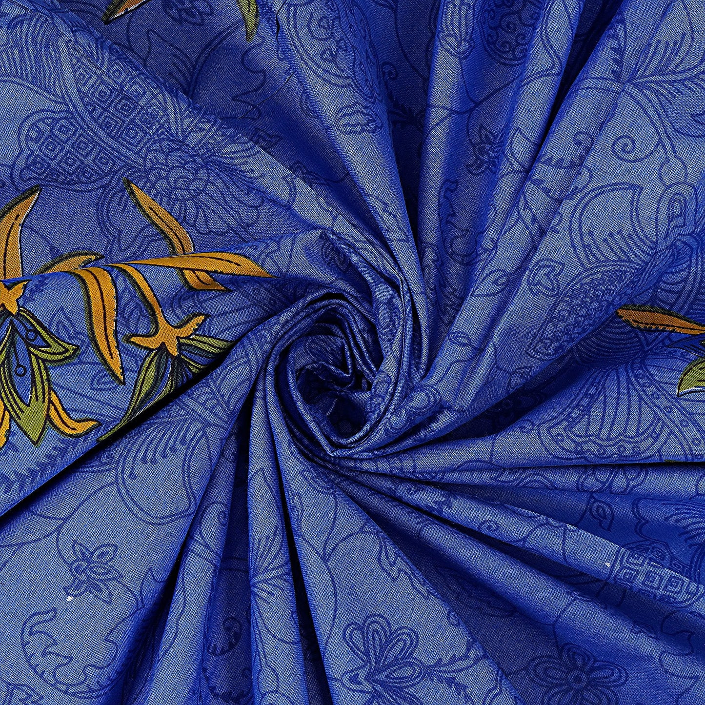 King Size 100% Organic Cotton Bedspread Set – 240 Thread Count, Hand Block Print in Blue, Includes 1 Bedspread (90x108) & 2 Pillow Covers – Soft & Durable Attractive Sister