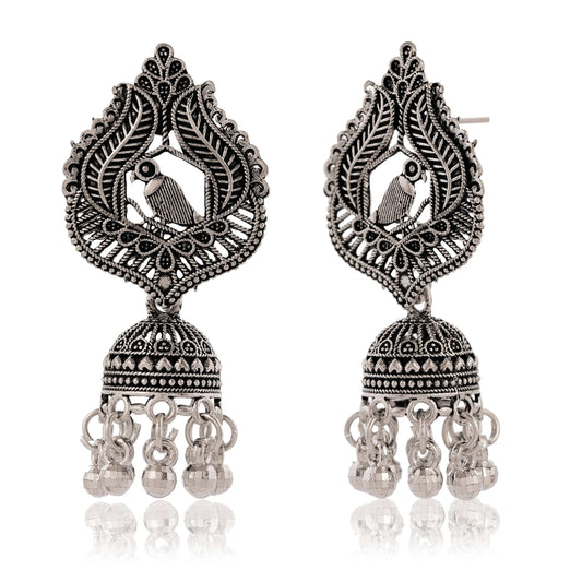 Handmade Traditional Jhumki with Moon and Flower Motif Chandbali Design Ethnic Jhumki Earrings for Women and Girls-5 Attractive Sister