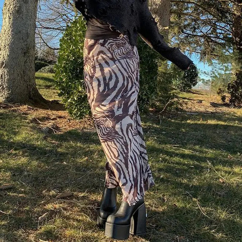 Annual Ring Print Slim Skirt CJ
