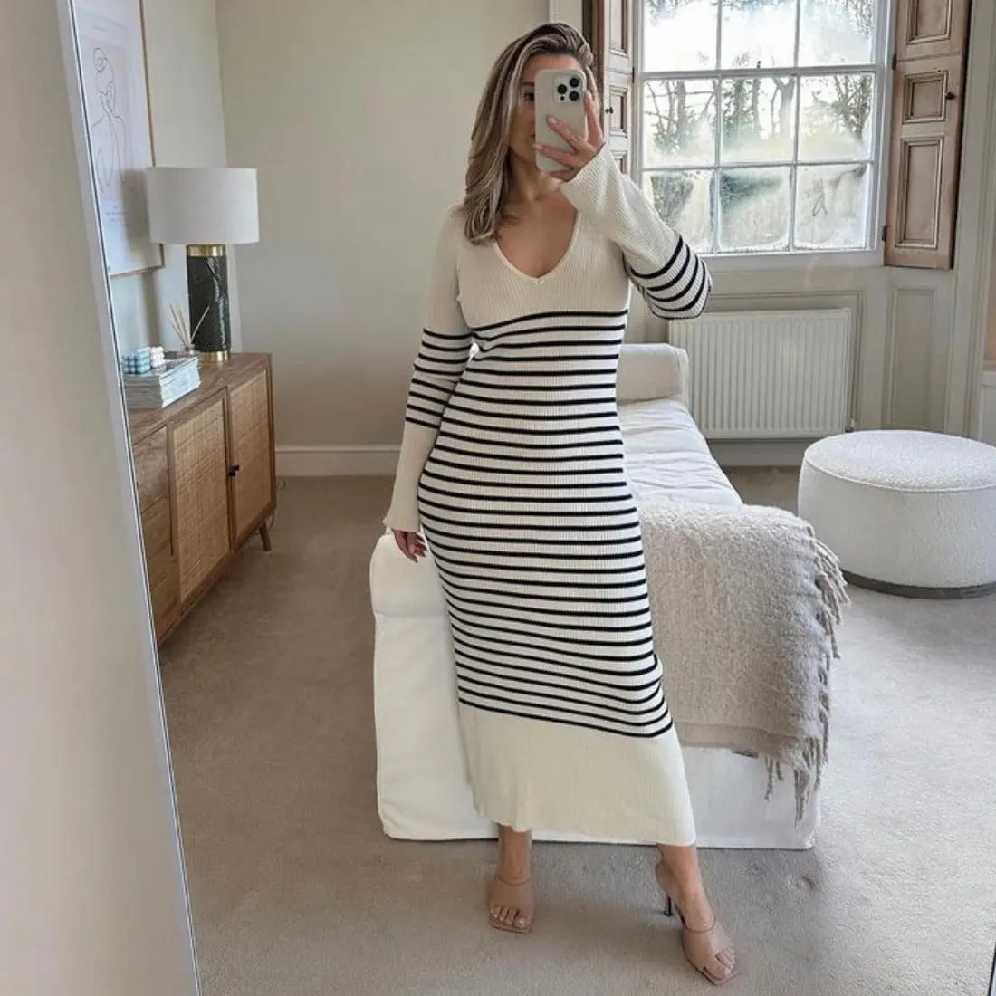 Slimming Stripes Knitted Long Skirt For Women CJ