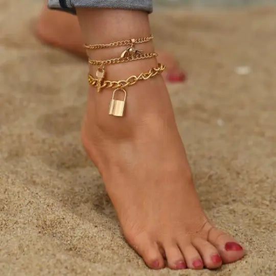 Anklet with Gold Plated Layered , gold layered anklet ,gold plated anklet with layers Attractive Sister