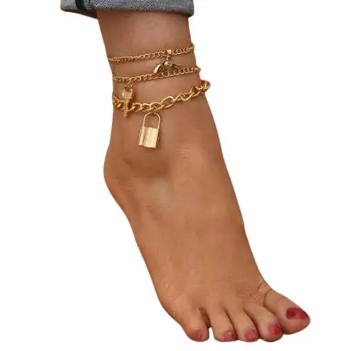Anklet with Gold Plated Layered , gold layered anklet ,gold plated anklet with layers Attractive Sister