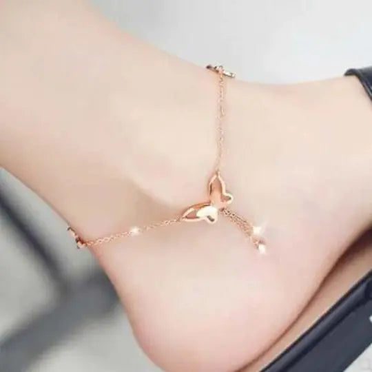 Elegant Butterfly Silver / Gold Woman Anklet , Boho design anklet Attractive Sister