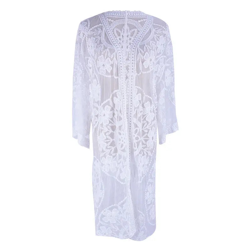 Women's European And American Style Lace Mesh Crochet Beach Jacket Cardigan CJ