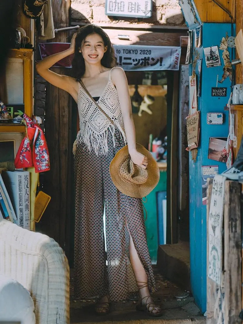 Tassel Strap Bohemian Crochet Vest CJ
