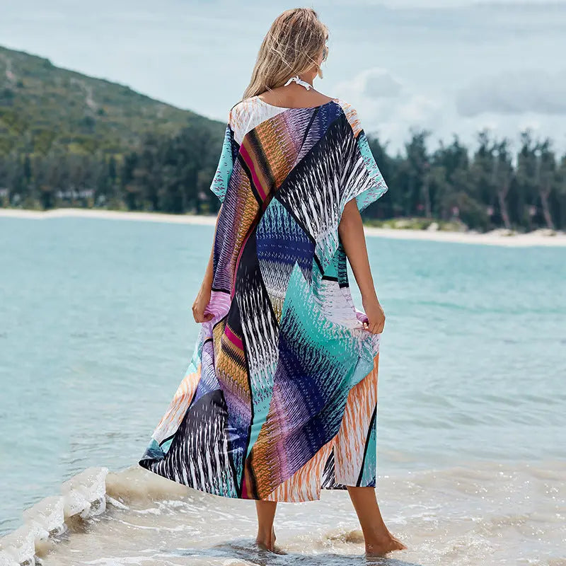 Women's Sun Protection Shirt Beach Vacation Dress CJ