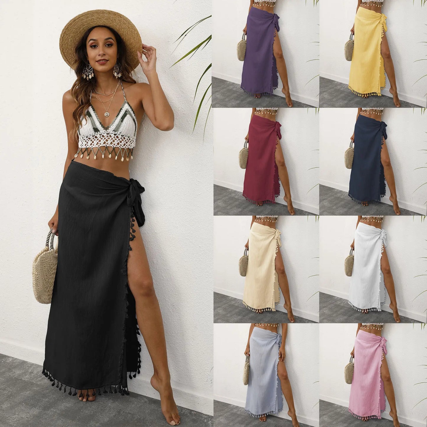 Women's Fashion Ties Tassel Patchwork Irregular Beach Dress eprolo