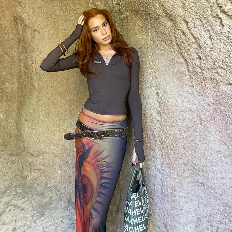 High Waist Sheath Fashion Printed Casual Skirt CJ