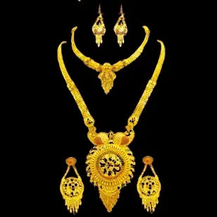 Elegant Traditional Gold Necklace Set with Earrings - Latest Design Attractive Sister